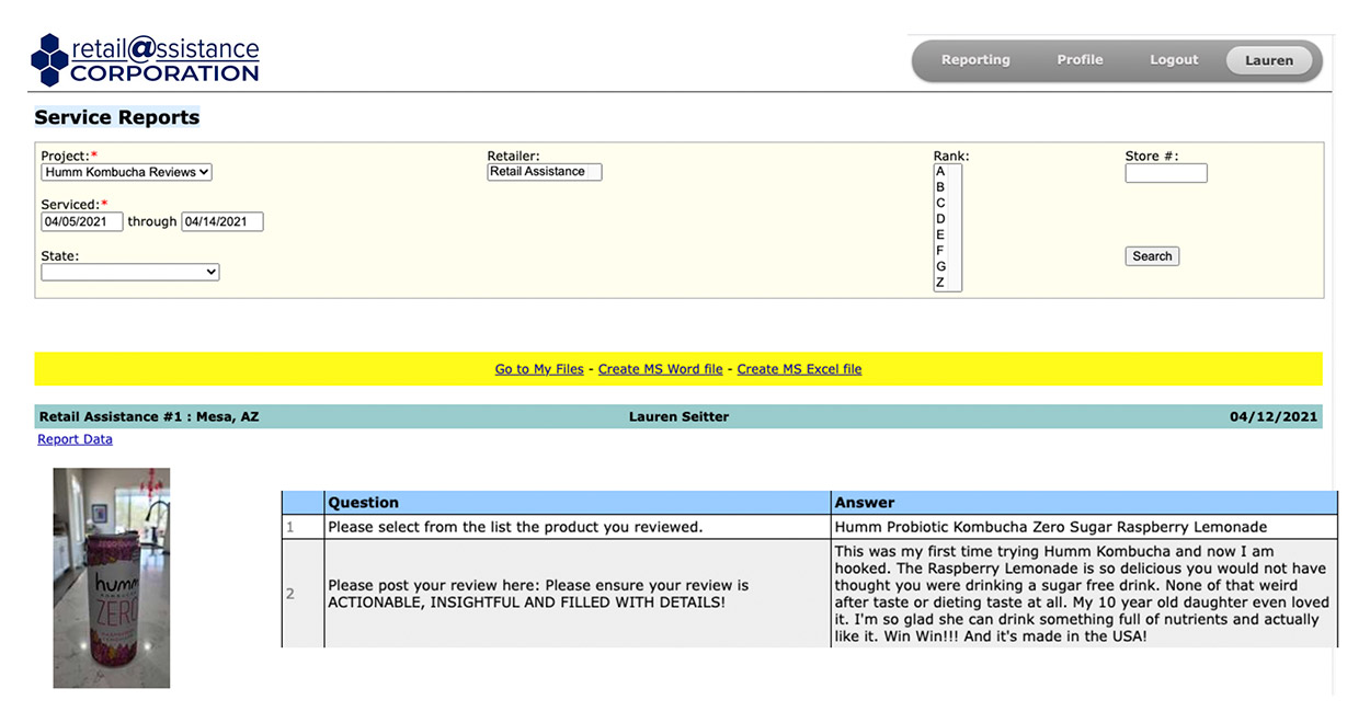 Online Review Reporting - Client Dashboard