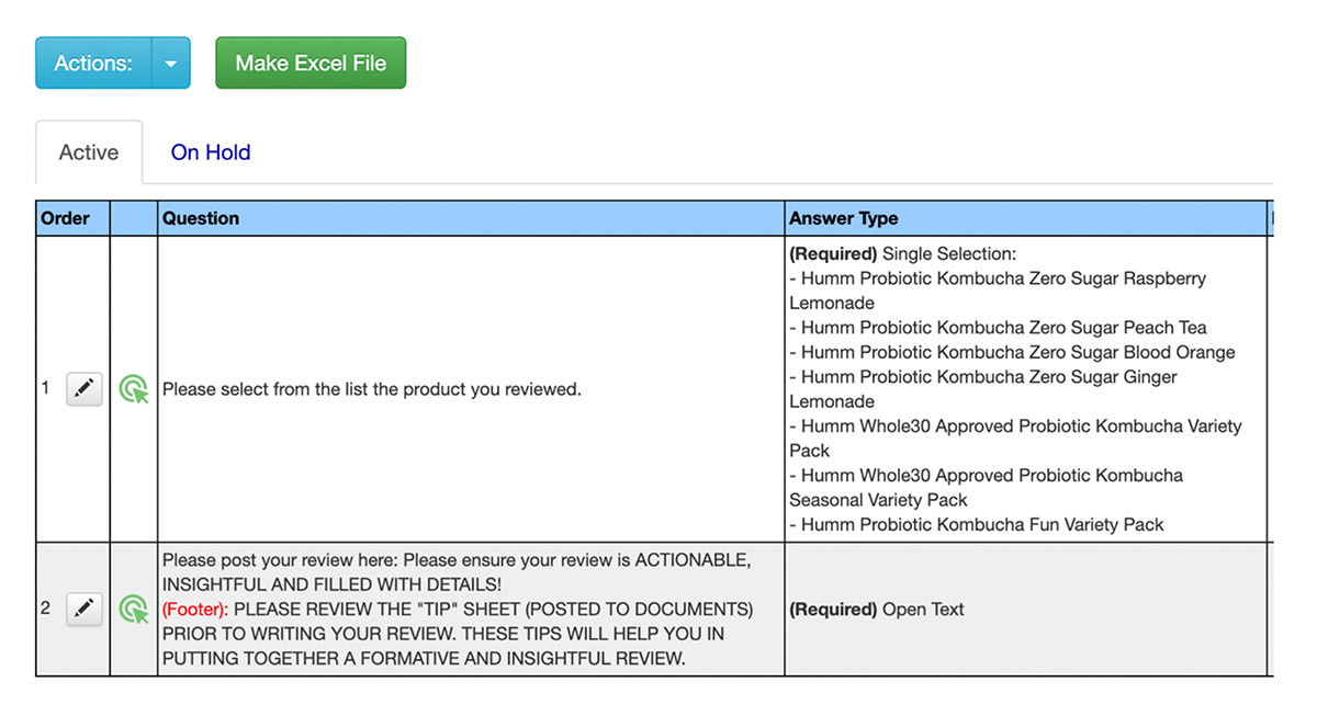 Online Review Reporting - Project Review Questions